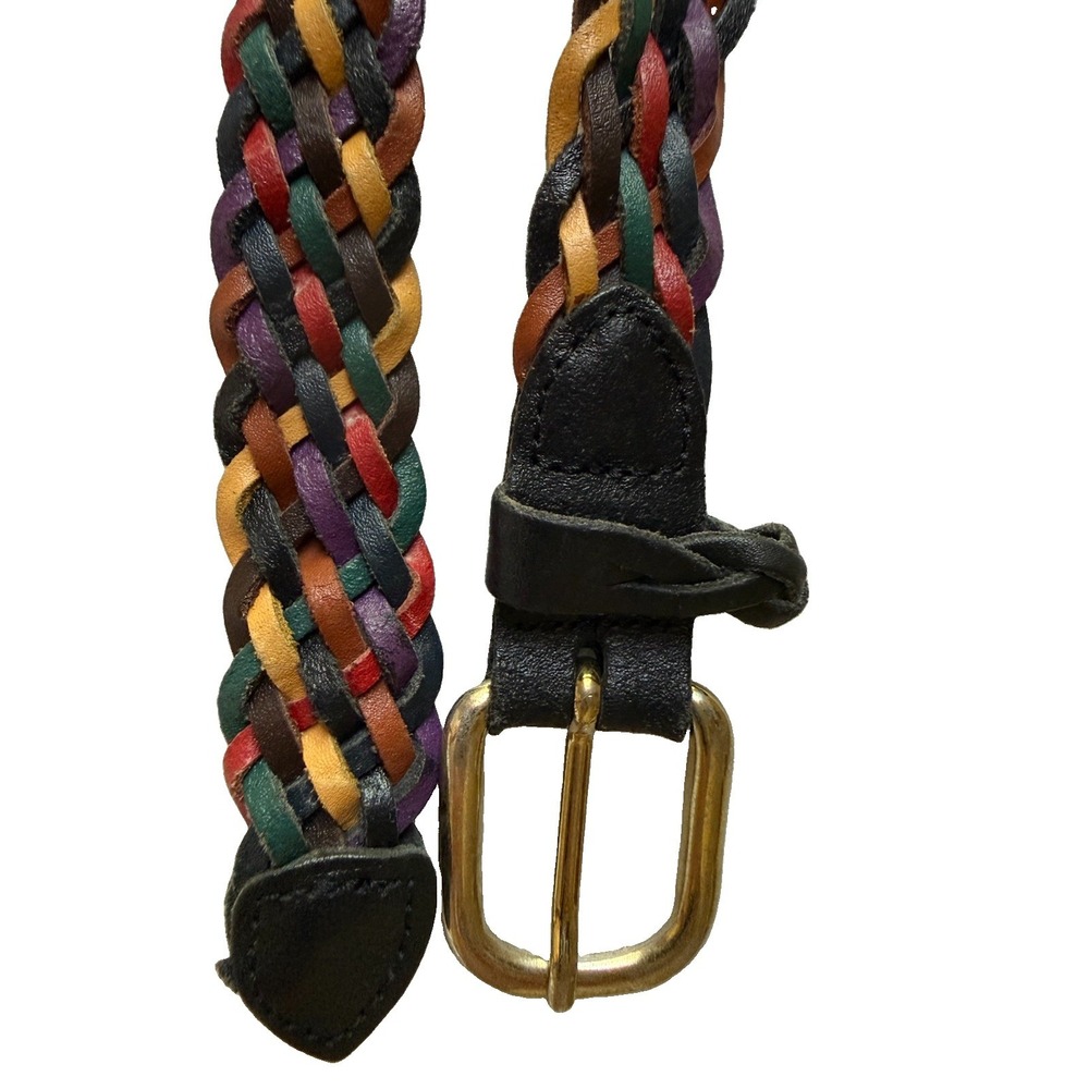 VTG Capizio M/L Multicolor rainbow  Braided Leather Brass Buckle Argentina Prep